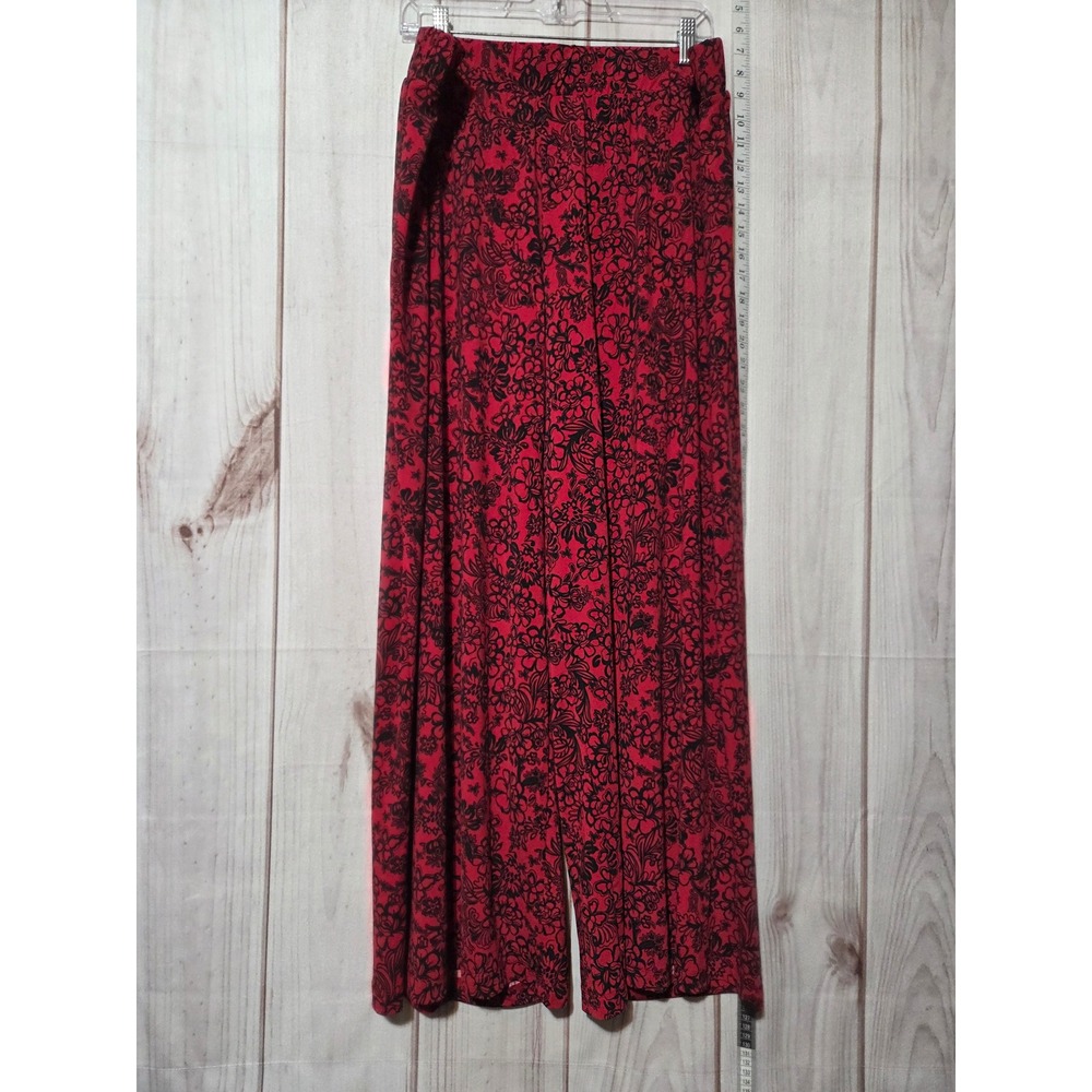 Jessica London Red Black Floral‎ Print Wide Leg Pants Size 22 24